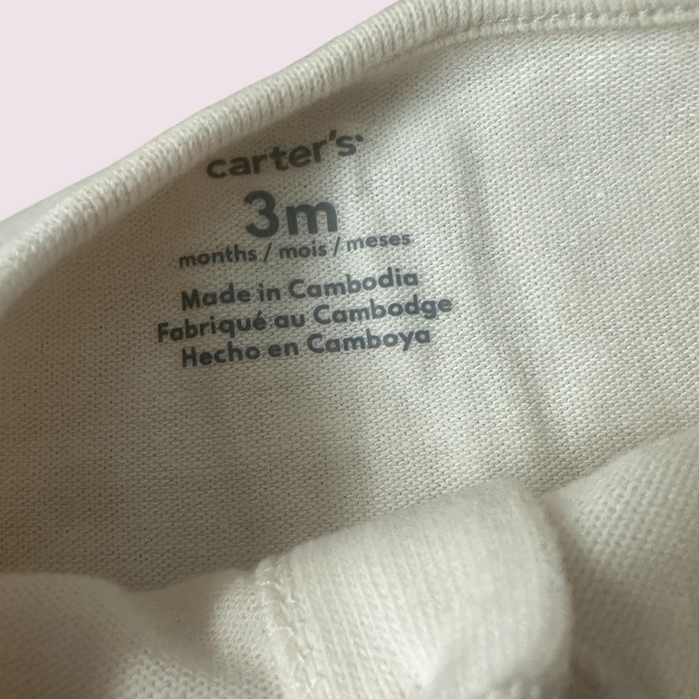 NWT Carter's Soft Cream Baby Set Long Sleeve Button Front With Pants Size 3 Mon - Picture 9 of 11